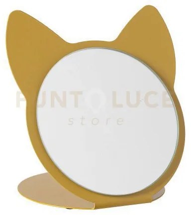 Specchio da tavolo di design cat ocra in ferro e vetro per lo specc...