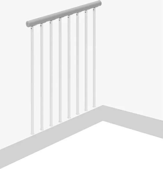 Balaustra in kit IRIS Superiore in acciaio bianco, corrimano in pvc bianco, L 101 cm fissaggio a pavimento