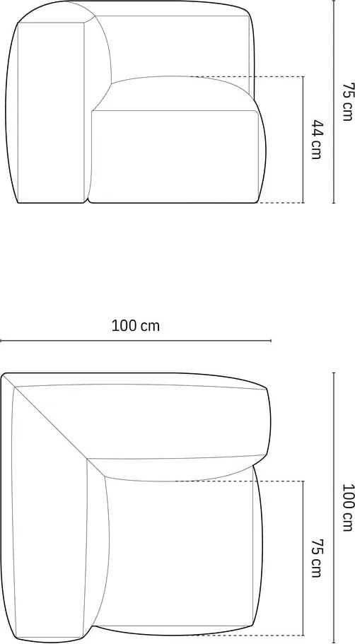 Parte divano componibile verde (con composizione variabile) con rivestimento in velluto Martina – Micadoni