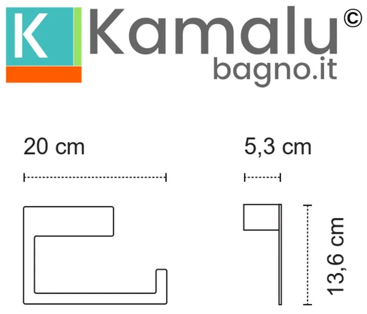 Kamalu - portasciugamani ad angolo in acciaio inox finitura nera opaca | nuevo-n