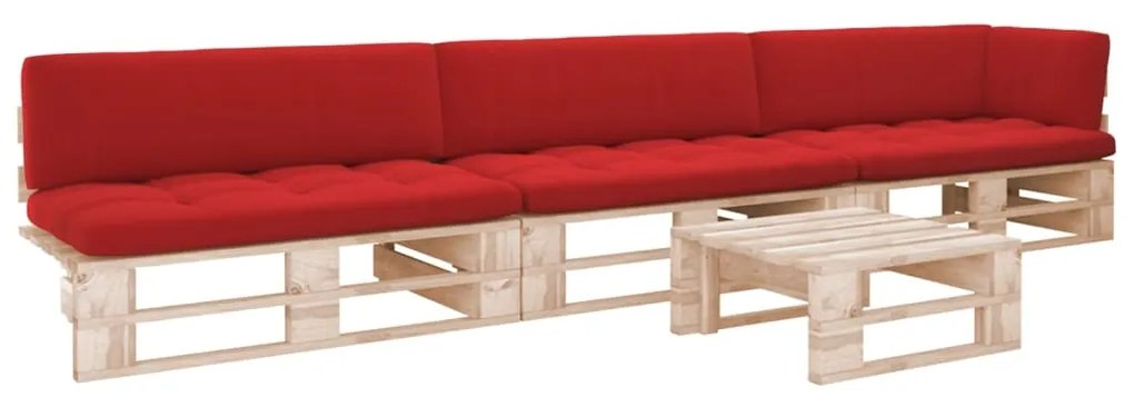 Set divani in pallet con cuscini 4 pz in pino impregnato