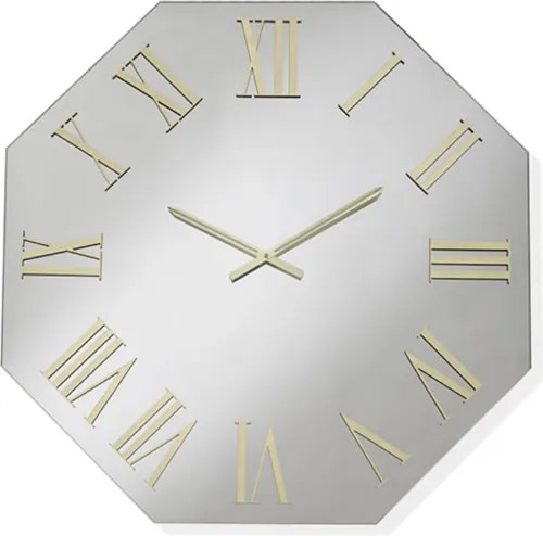 Orologio ottagonale 60x60 cm in cristallo Chiaro e numeri Oro - DYLAN