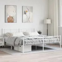 Giroletto con Testiera e Pediera Metallo Bianco 193x203 cm 372252