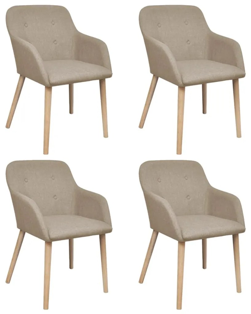 Sedie Pranzo 4 Pz Beige İn Tessuto E Legno Massello Di Rovere /