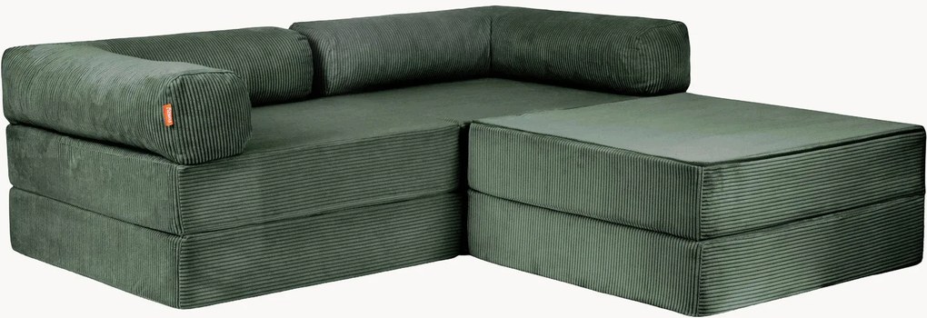 Divano angolare modulare in velluto a coste Family Funzy