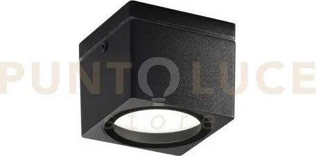 Plafoniera tower nera quadrata 1 luce attacco gx53 ip54 9x9x7,2cm