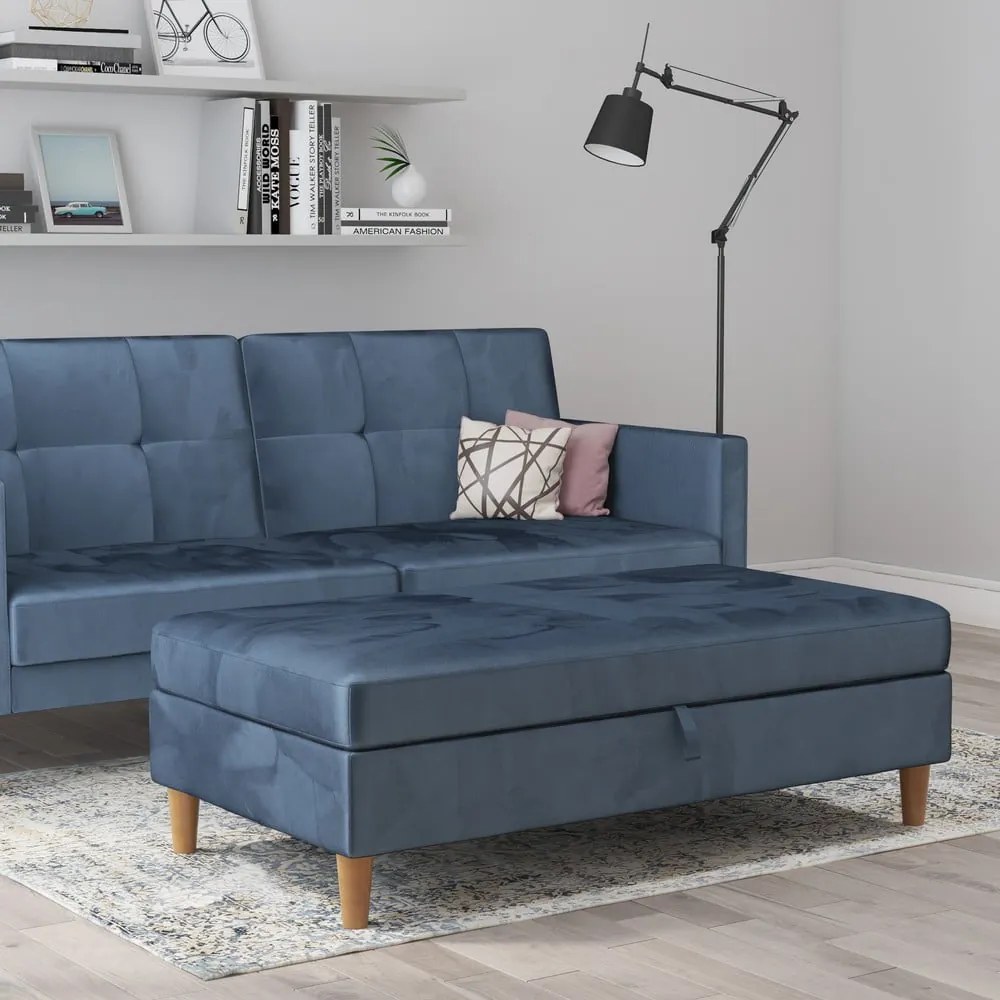 Poggiapiedi in velluto blu Lilly - Støraa