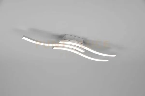Plafoniera route led 3 bacchette ondulate l.54cm acciaio satinato r...