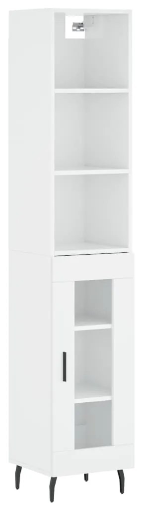 Credenza 34,5x34x180 cm in Legno Multistrato Bianco Lucido