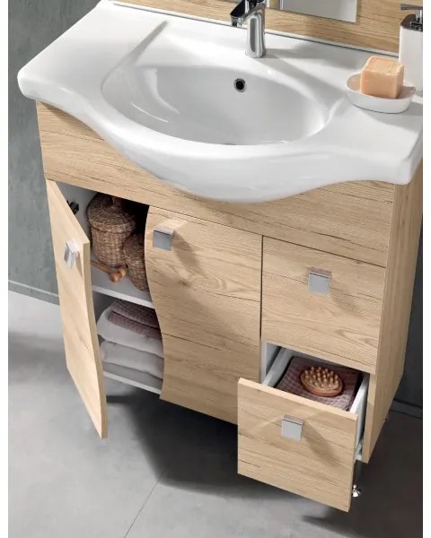 Mobile bagno 85 cm - Quercia Naturale - Melaminico - Onda
