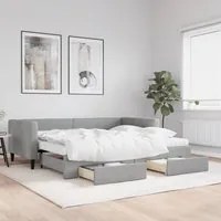 Divano Letto Estraibile Cassetti Grigio Chiaro 90x200cm Tessutocod mxl 130645