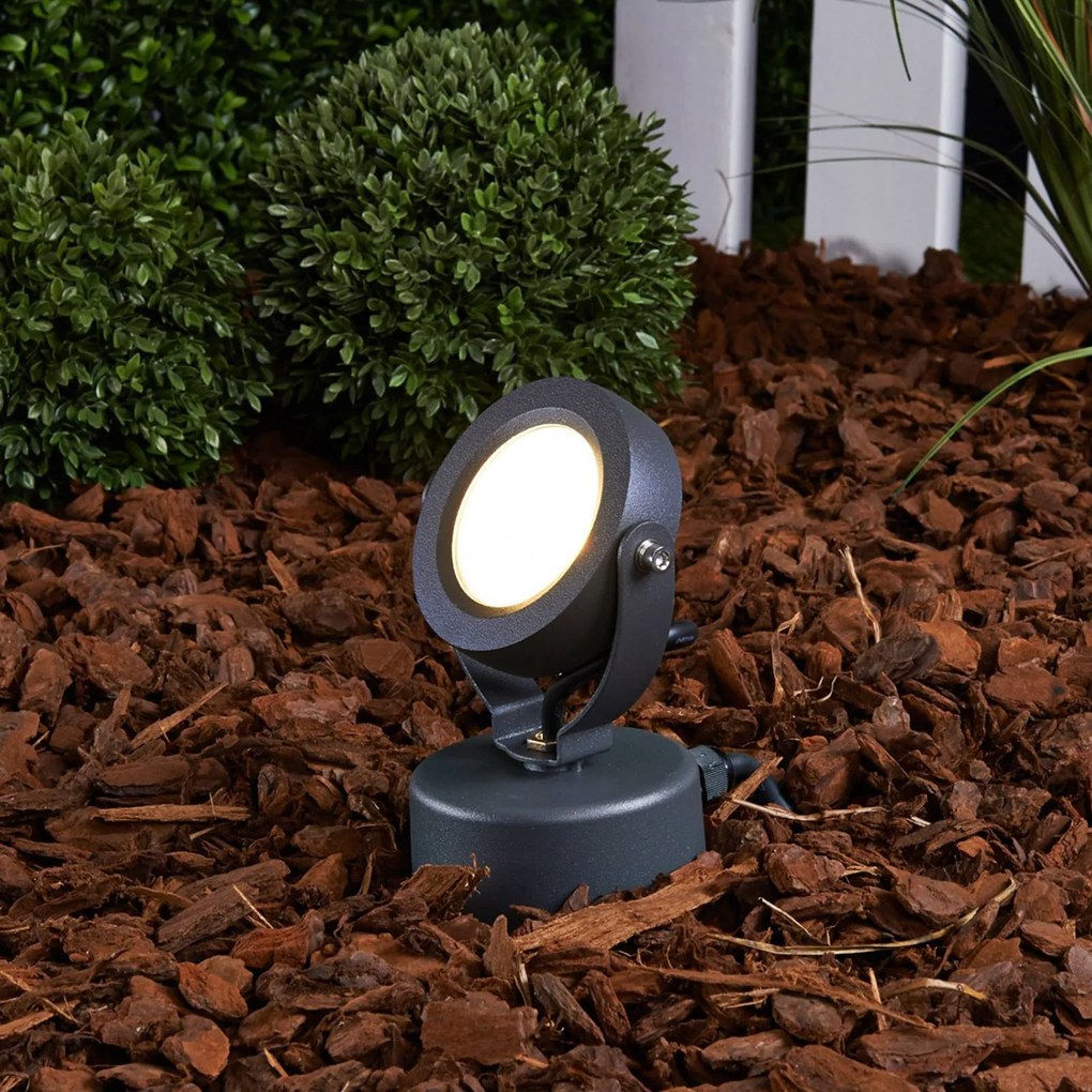 Lucande Faretto da esterno a LED Gavin, 33 cm, antracite, alluminio GAVIN, Nero, Alluminio