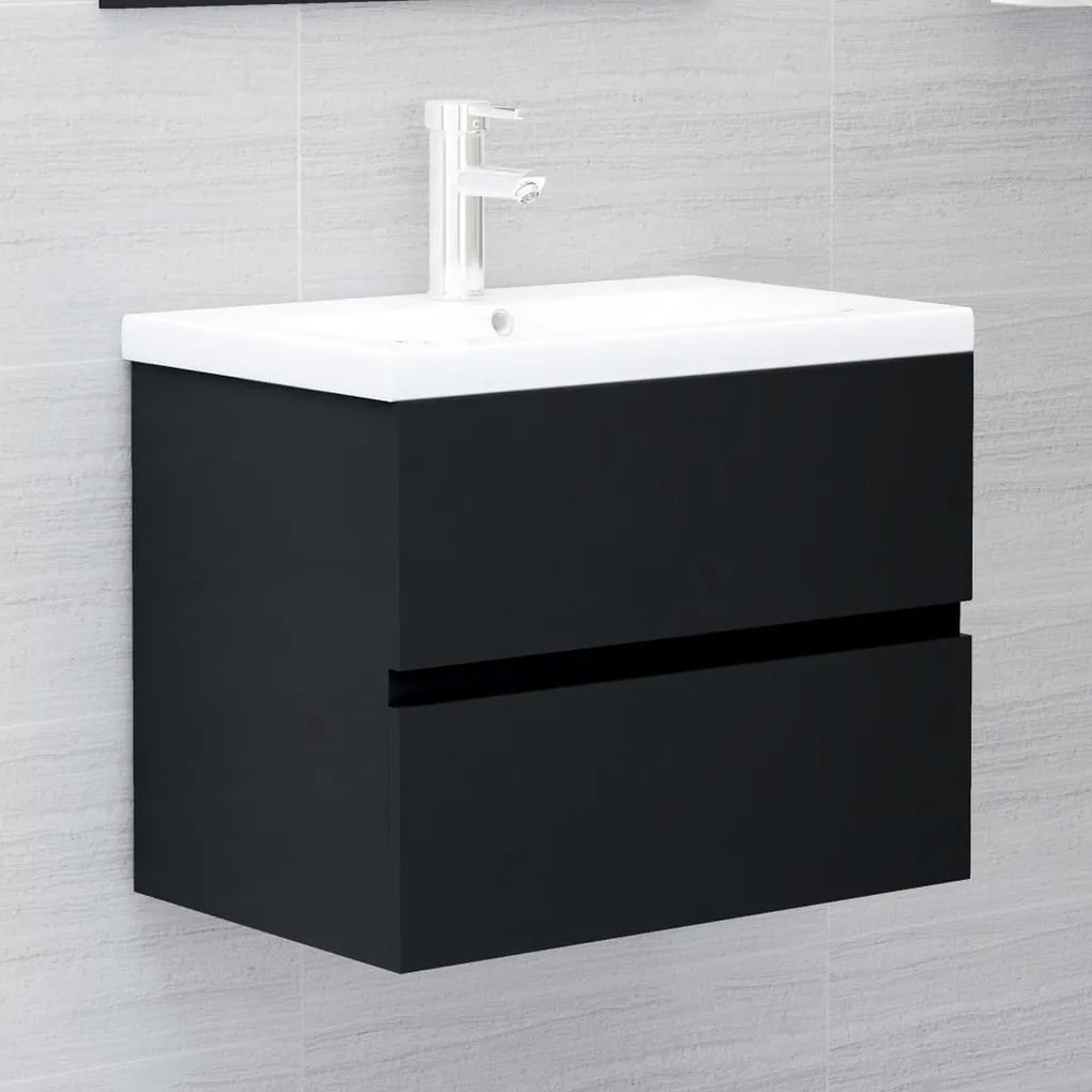 Set mobili da bagno nero in truciolato