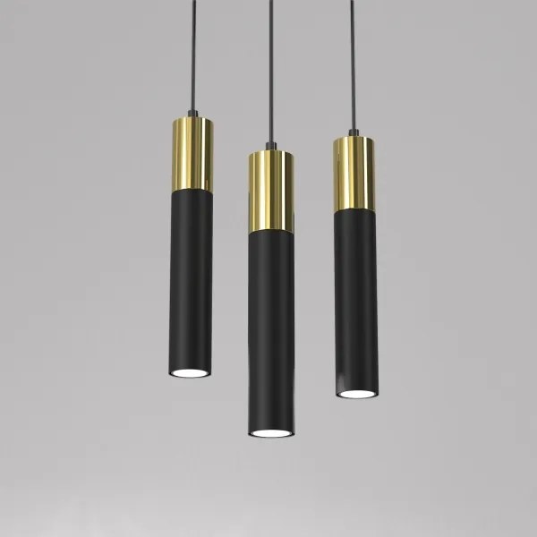 Lampadario a sospensione con filo CASSA 3xGU10/8W/230V nero/oro