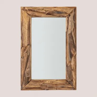 Specchio da Parete Rettangolare in Raffa Wood ↑118 cm - Sklum