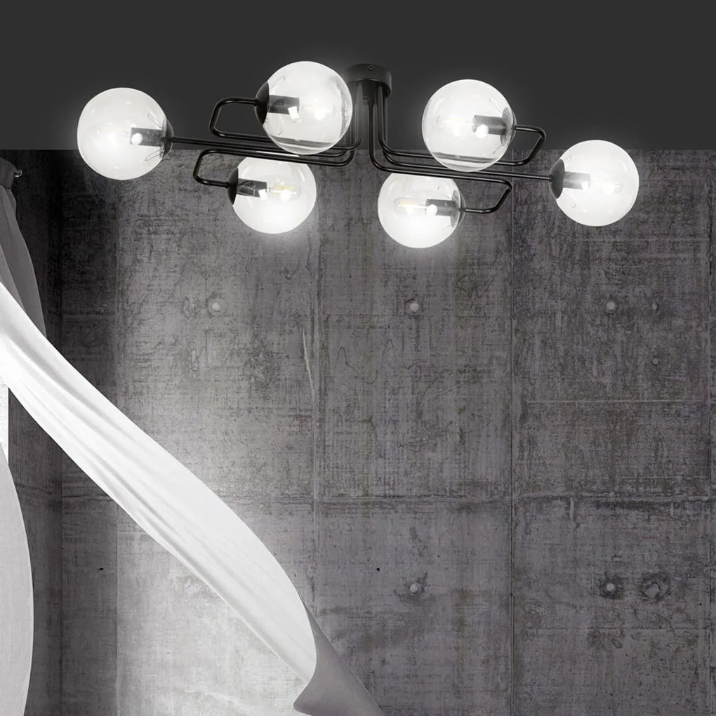 Lampadario da soffitto BRENDI 6 in acciaio e vetro 6xE14