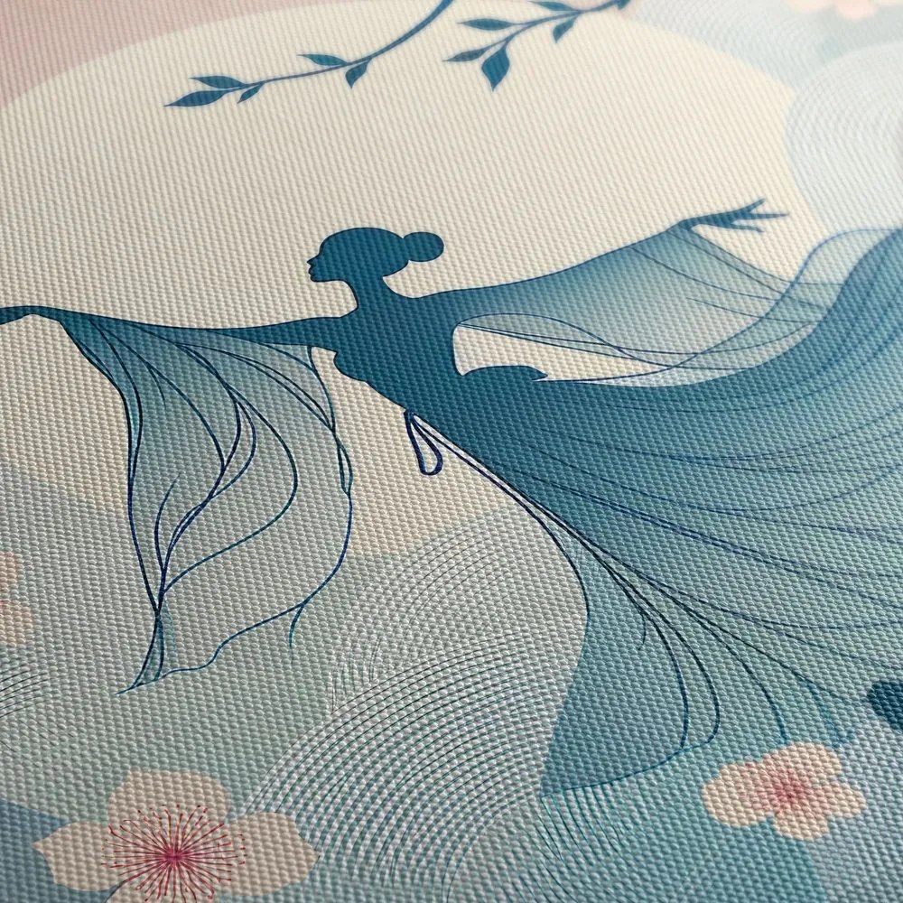 Quadro su tela – Sagoma di ballerina tra i ciliegi in fiore