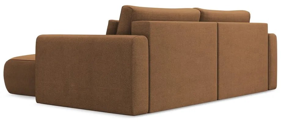 Divano angolare color terracotta allungabile/con contenitore (con penisola a destra/con chaise lounge) Kapua – Makamii