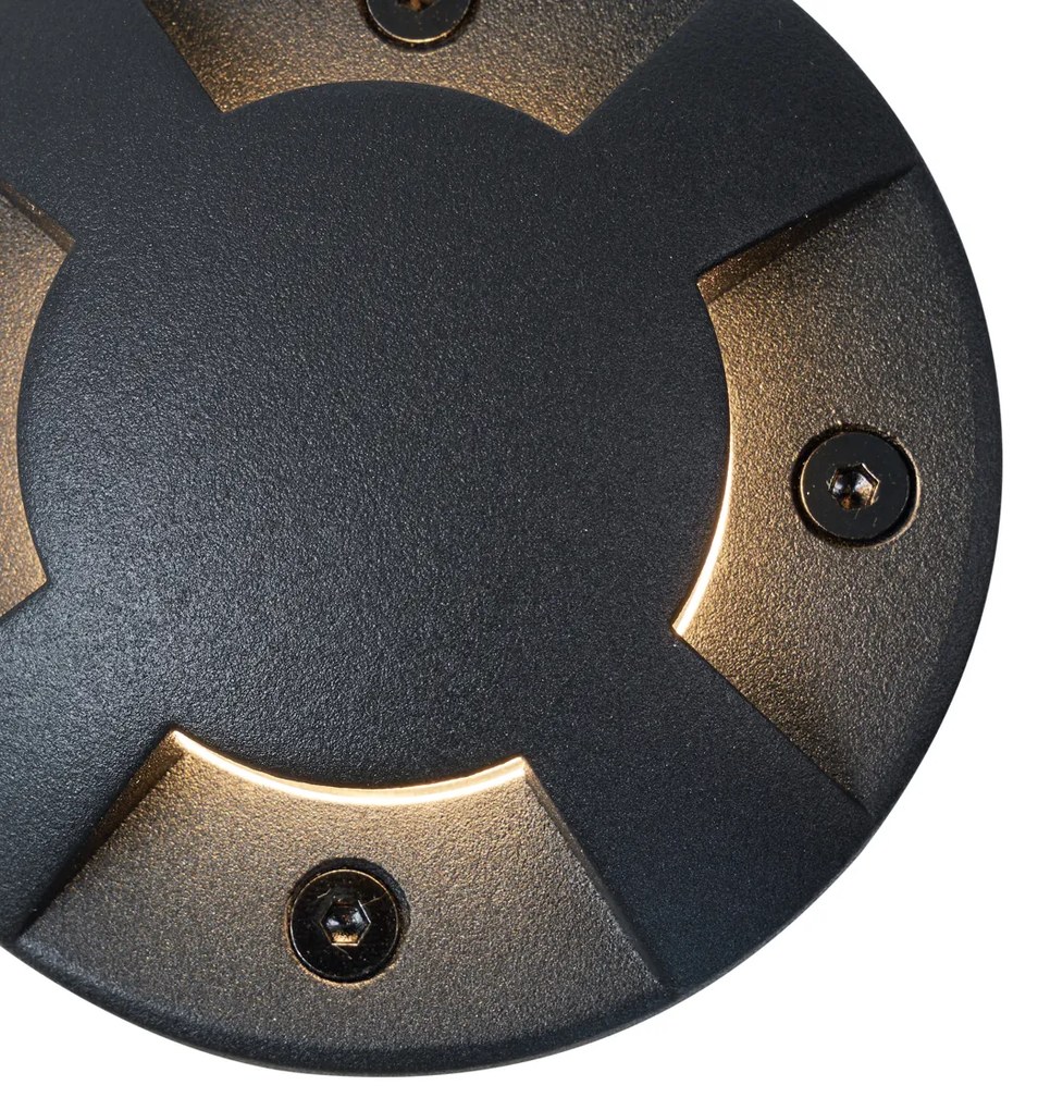 Faretto da terra moderno nero GU10 50mm effetto 4 luci IP65/IP67 - Cellar