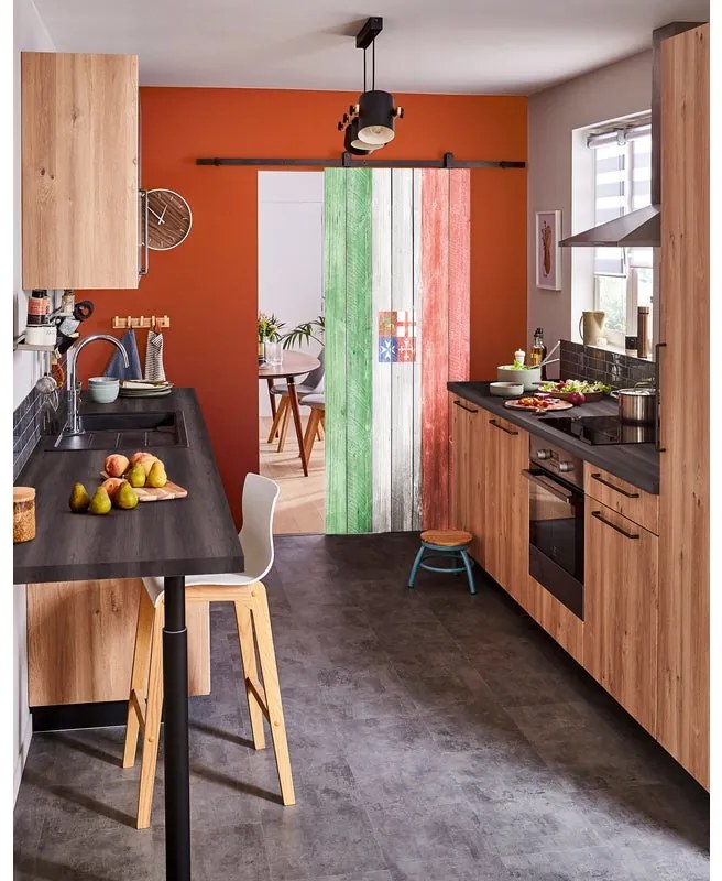 Porta scorrevole Italia in acciaio multicolore, L 92.5 x H 211.5 cm, con binario Retro Reversibile