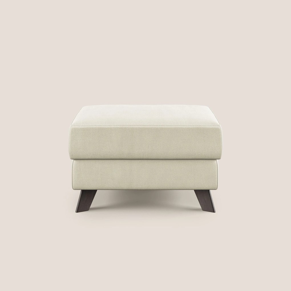Moon Pouf contenitore e piedini alti in microfibra impermeabile T11 panna