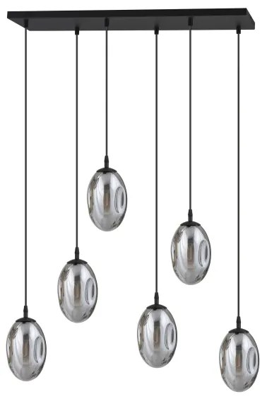 Lampadario a sospensione con filo ASTRAL 6xE14/10W/230V nero/fumé