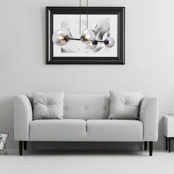 Lampadario a sospensione con filo LATIL 4xE27/60W/230V nero