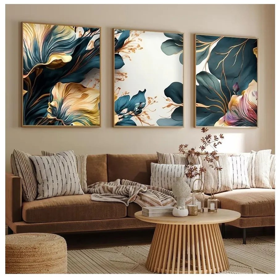 SET 3x Foto in cornice 50x70 cm piante