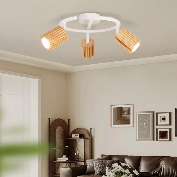 Brilagi - Faretto MODERN WOOD 3xGU10/8W/230V legno/bianco