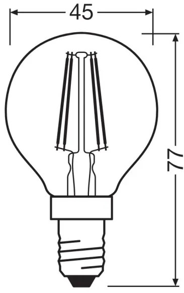 Lampadina LED FILAMENT P40 E14/4W/230V 2700K - Osram
