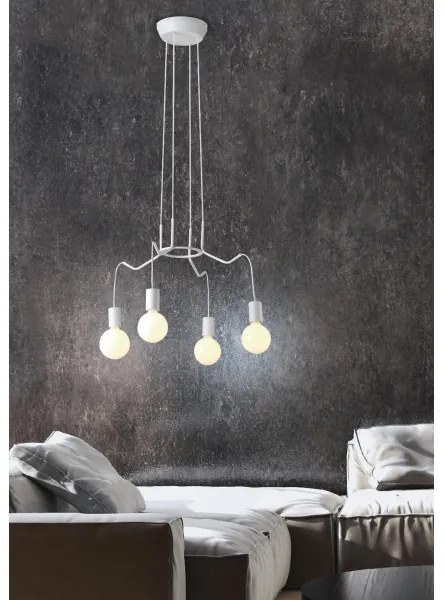 Lampadario a sospensione con filo BASSO 4xE27/40W/230V bianco