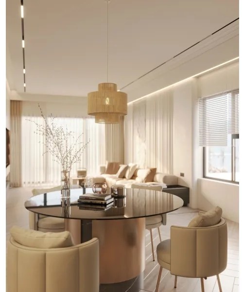 MAXLIGHT P0586 - Lampadario a sospensione con filo LABRIZ 1xE27/15W/230V diametro 35 cm beige