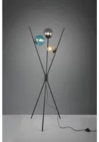 Piantana Moderna Treppiede Nero 3 Sfere Vetro Multicolor Lance Trio Lighting