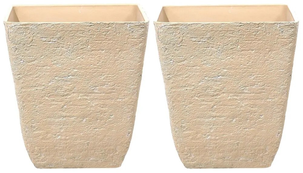 Set di 2 vasi quadrati per interno ed esterno beige 49 x 49 x 53 cm DELOS Beliani