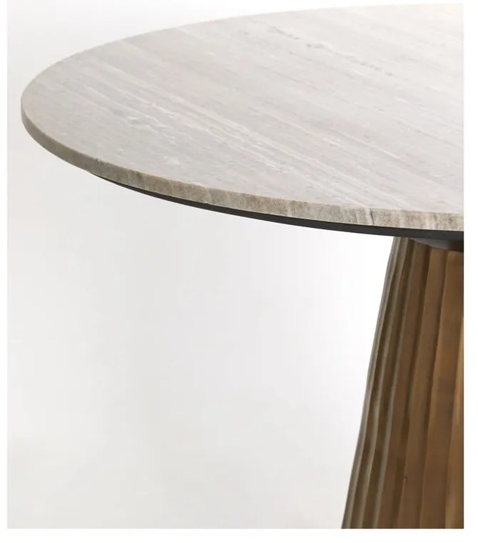 Tavolo da pranzo rotondo in bronzo e colore naturale con piano in marmo ø 100 cm Rianne - Light & Living