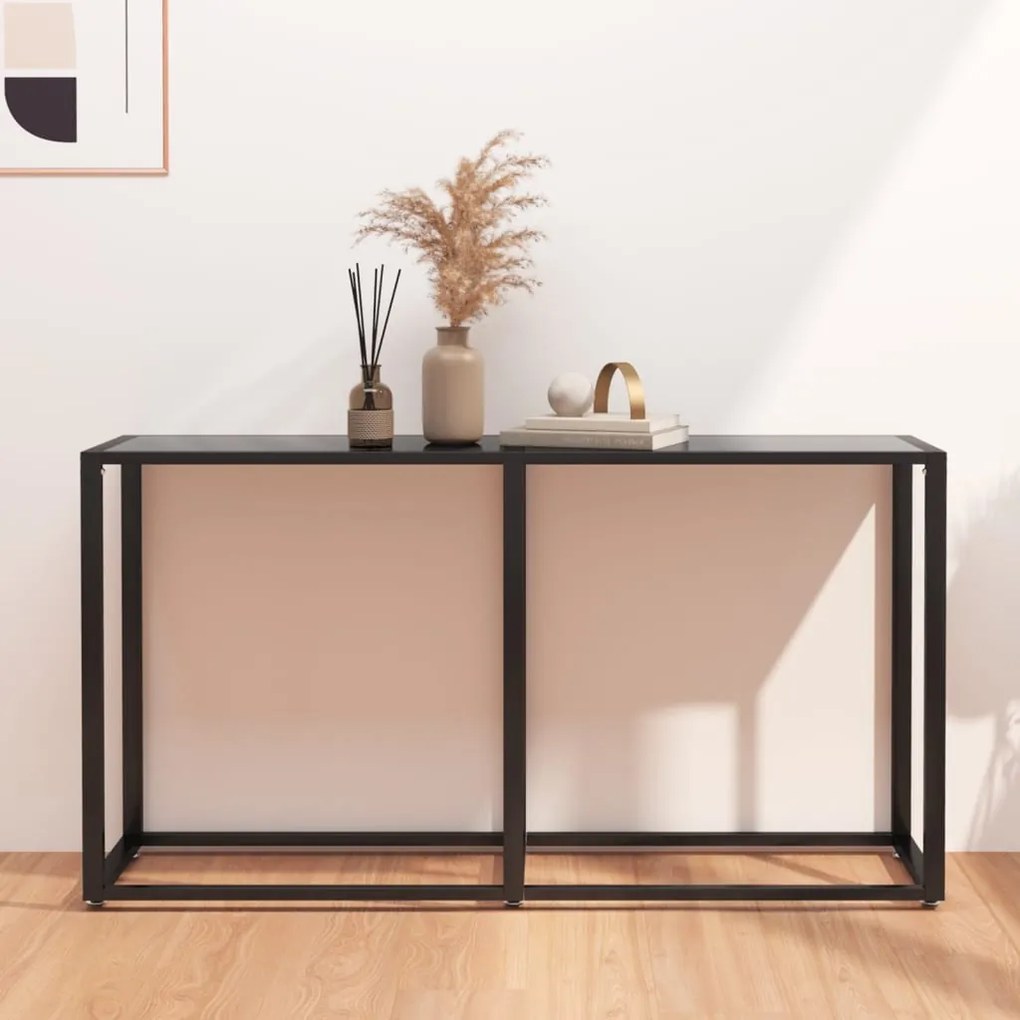 Tavolo Consolle Nero 140x35x75,5 Cm İn Vetro Temperato /