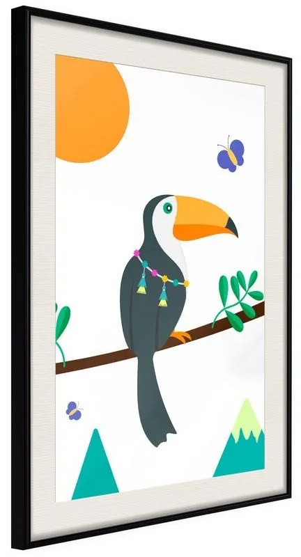 Poster  FairyTale Toucan  Cornice Quadri Cornice nera con pass-partout, Larghezza x Altezza Home decor 30x45