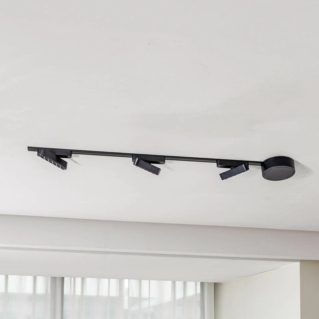 Lindby Sistema a binario 48V Lumaro, 3 strisce LED, nero, CCT