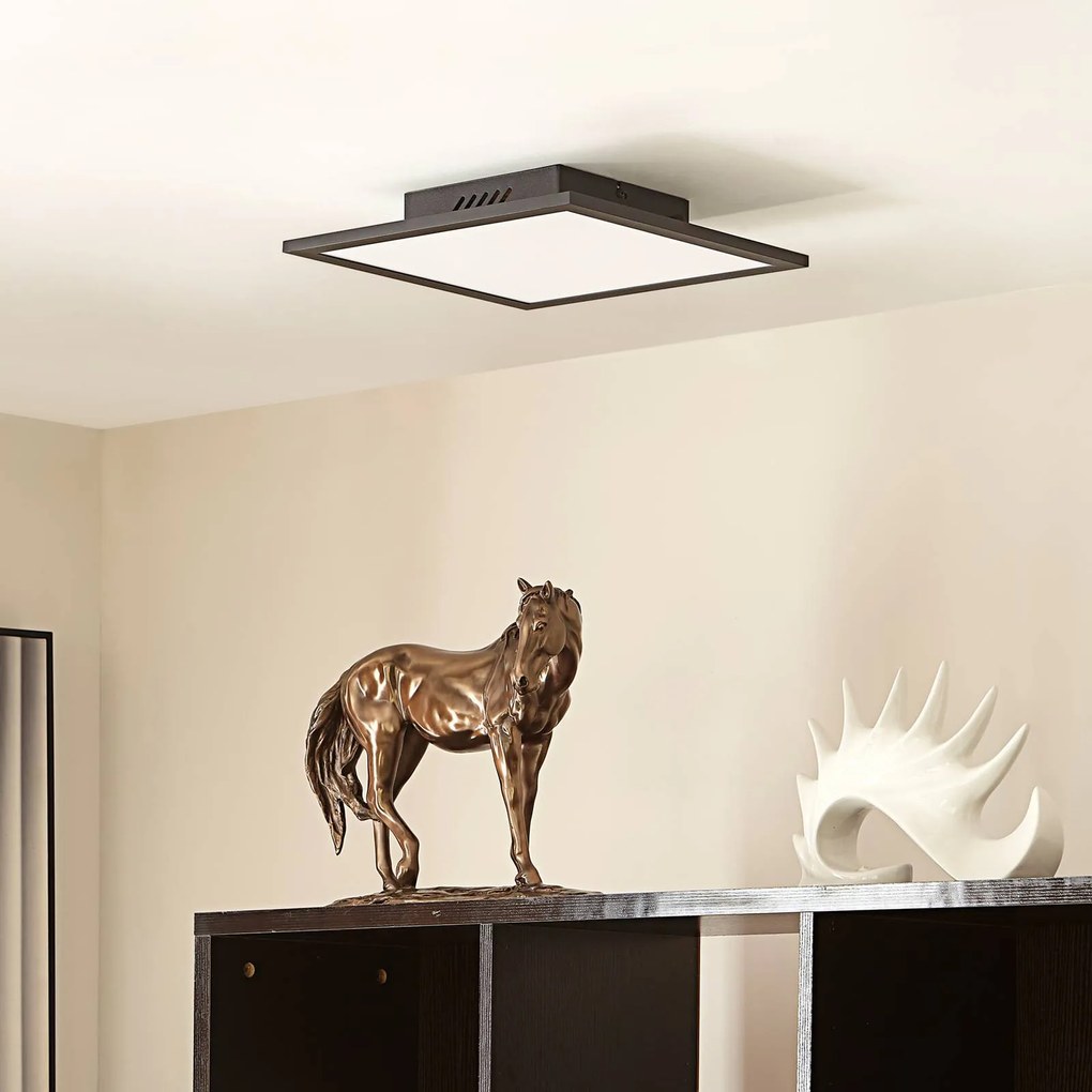 Pannello LED Lamin Lindby, dimmerabile, Nero, Soggiorno / Sala da pranzo, Moderno, Plafoniera LED