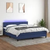 Letto a Molle con Materasso e LED Blu 180x200 cm in Tessuto 3133179