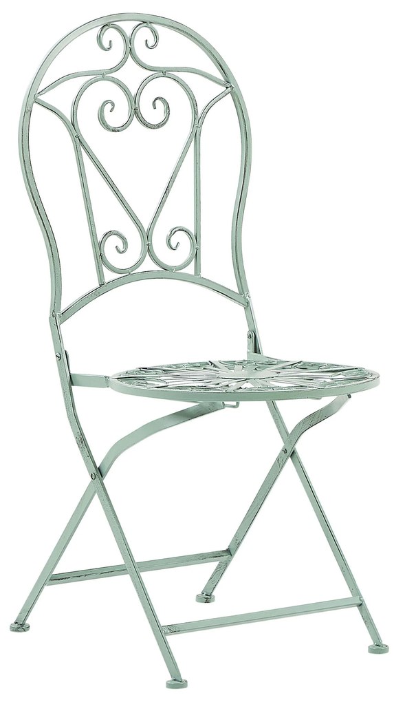Set da balcone con 2 sedie ed un tavolo pieghevoli in metallo verde TRENTO Beliani