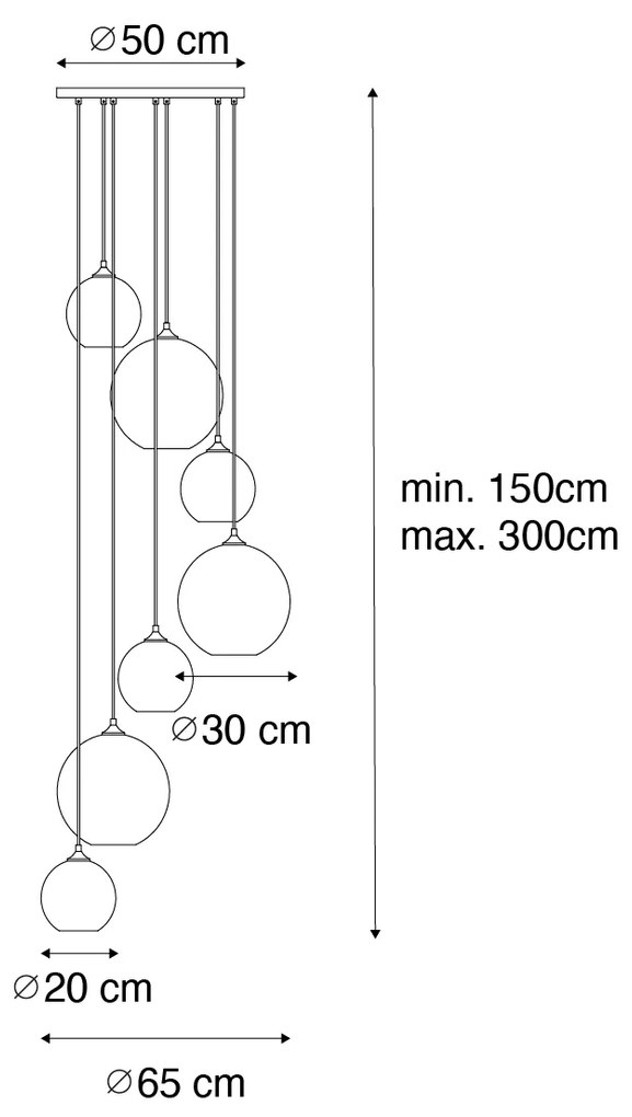 Lampadario Art Déco bronzo scuro con vetro ambrato 7 luci - Sandra