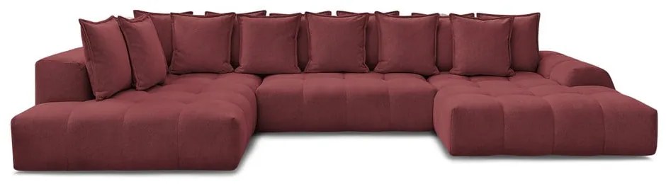 Divano angolare burgundy allungabile e con contenitore (penisola a sinistra/a U) con rivestimento in ciniglia Everest – Bobochic Paris