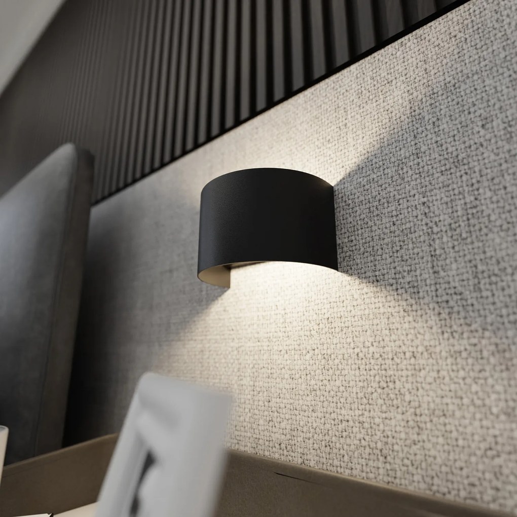 Applique Moderna 1 Luce Floki Fascia In Acciaio Nero