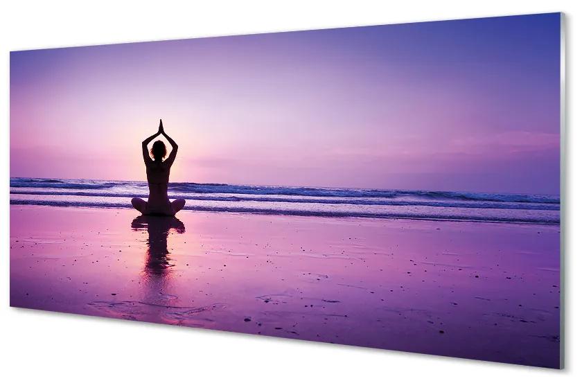 Quadro vetro Yoga marino al femminile 100x50 cm