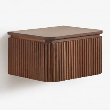 Comodino Sospeso 35x30 Cm In Legno Di Acacia Biljandi Marrone Acacia Scuro - Sklum