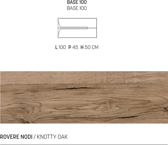 Mobile bagno sospeso 100 cm HAITI 2 cassetti Rovere Nodi