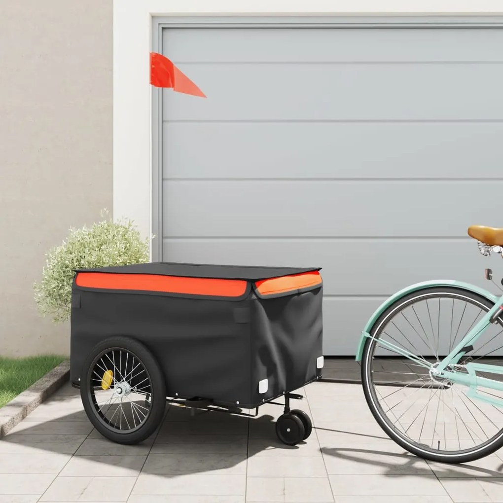 Rimorchio Da Bici Nero E Arancione 45 Kg İn Ferro /