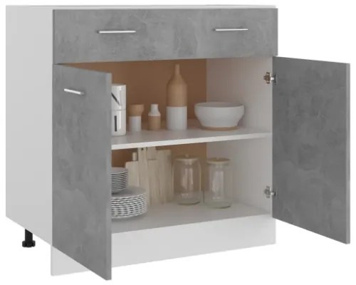 Armadio con Cassetto Grigio Cemento 80x46x81,5 cm in Truciolato