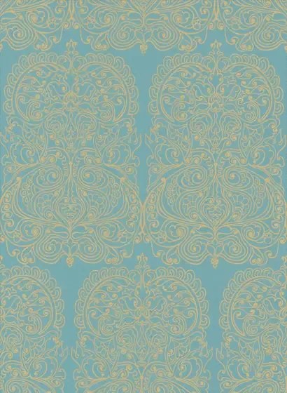 Cole & Son Carta da parati Alpana - Hellblau/ Gold